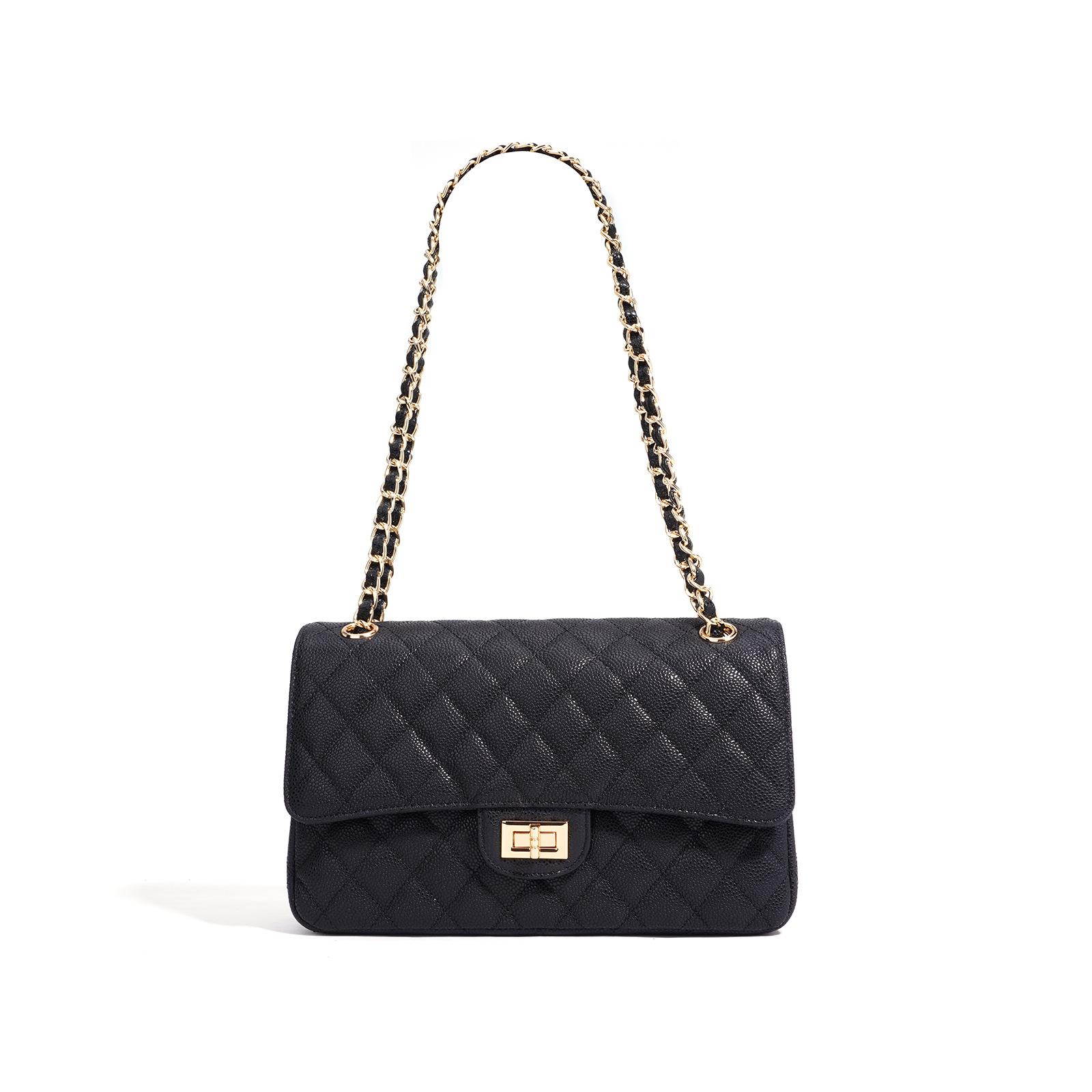 2025 New Style Women's Handbag, Textured Shoulder/Crossbody Bag with Diamond Pattern and Chain