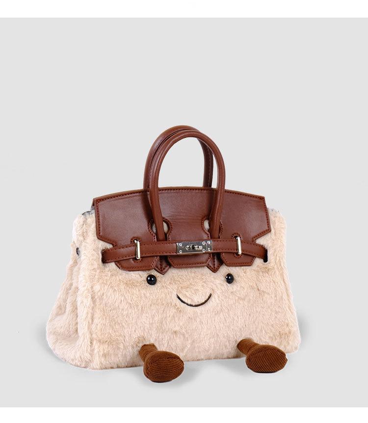 Plush Fluffy Bag Handbags Shoulder Bag Top Handle Satchel Tote Work Bag
