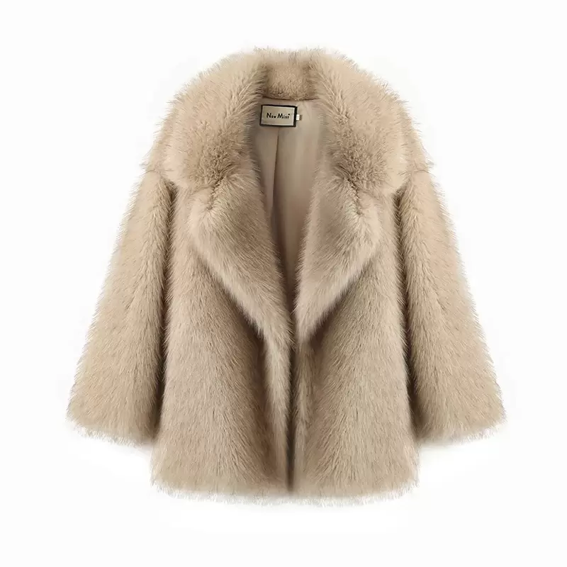 Winter Ins Hot Fashion Girls Oversized Gradient Fur Coat Women Thick Warm Outerwear Fluffy Faux Fox Fur Jacket